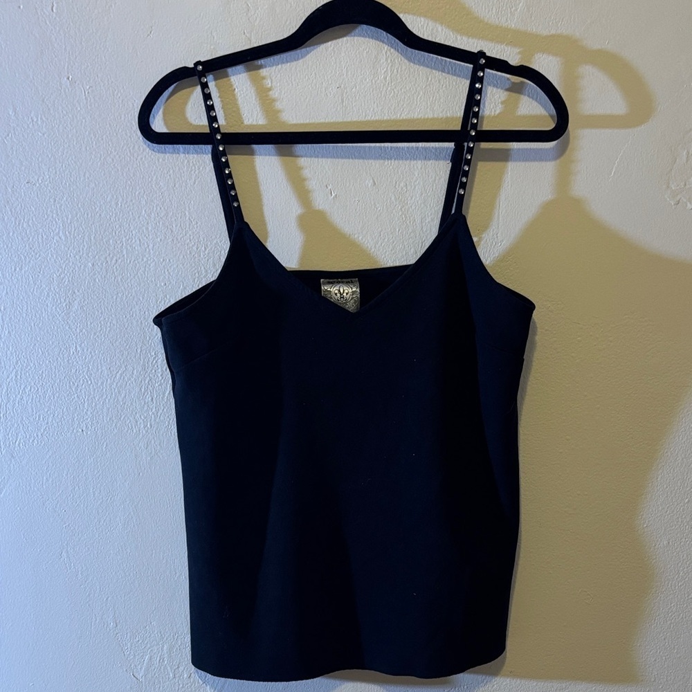 Vocal Black Camisole with Embellished Straps